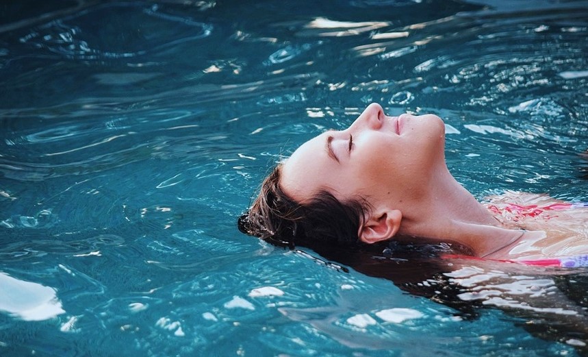 person in floatation therapy